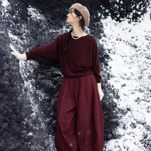 绽放旅行女装872朵/100%珍贵山羊绒圆领百搭连身袖针织长袖毛衣 商品图2