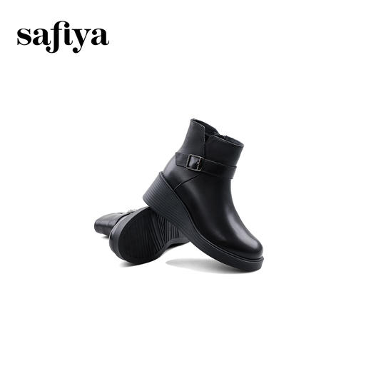 Safiya/索菲娅2024冬季休闲圆头坡跟时尚百搭短踝靴 SF44116108 商品图4