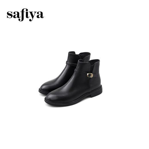 Safiya/索菲娅2024冬季休闲圆头粗跟时尚百搭短靴 SF44116154 商品图4