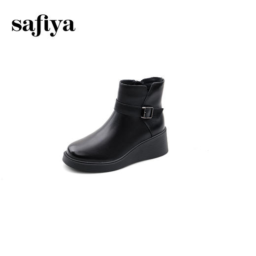 Safiya/索菲娅2024冬季休闲圆头坡跟时尚百搭短踝靴 SF44116108 商品图2