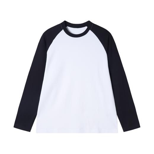 T1862秋季新款时尚个性黑白撞色圆领套头长袖T恤百搭休闲宽松上衣 商品图0