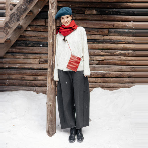 绽放旅行女装878朵/秋冬羊毛混纺加厚宽松显瘦廓感松紧腰休闲长裤 商品图1
