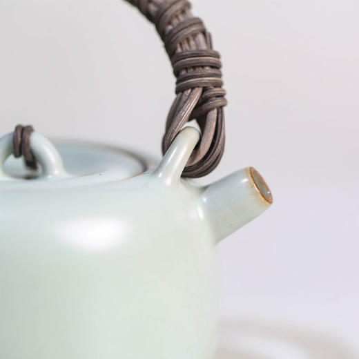 源具造器天青汝瓷编藤提梁壶 商品图4