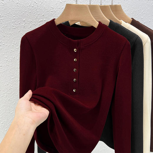 【自】全新升级【铂金会员109/天猫149/差价40】(12443) 洛诗琳天丝德绒女士修身休闲上衣冬季新款加厚保暖打底衫 商品图2