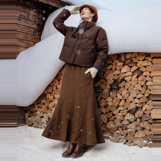 绽放旅行女装839朵/冬季加厚砂洗亚麻复古显瘦浪漫鱼尾裙半身长裙 商品图2