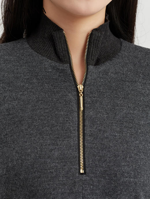 【商场同款】阿菁娜时尚两穿高领翻领针织连衣裙A28D112009 商品图3