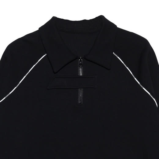 WY192春冬季新款拼接拉链方领简约街头风百搭长袖宽松T恤打底衫 商品图3