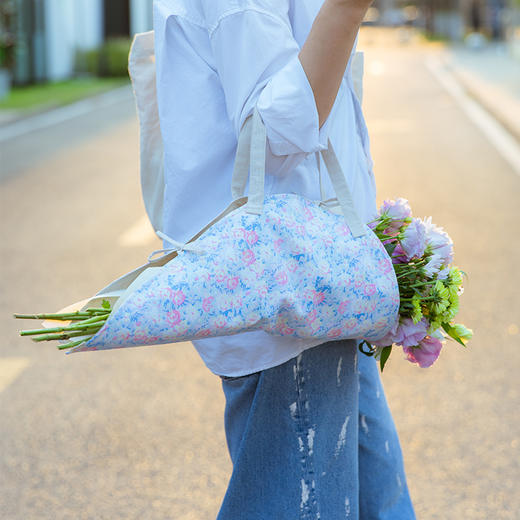 印象双色花篮干花提篮布艺花袋三色棉质粗布手提篮单件挎包高级感 商品图0