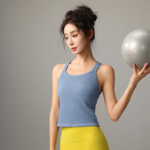 F2023736梵蒂欧（FADDOS）工字背长款瑜伽背心罗纹面料跑步健身撸铁 商品图3