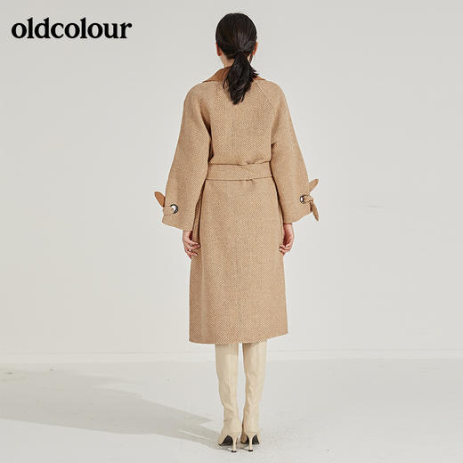oldcolour冬季人字纹毛呢大衣女中长款K45156531 商品图1