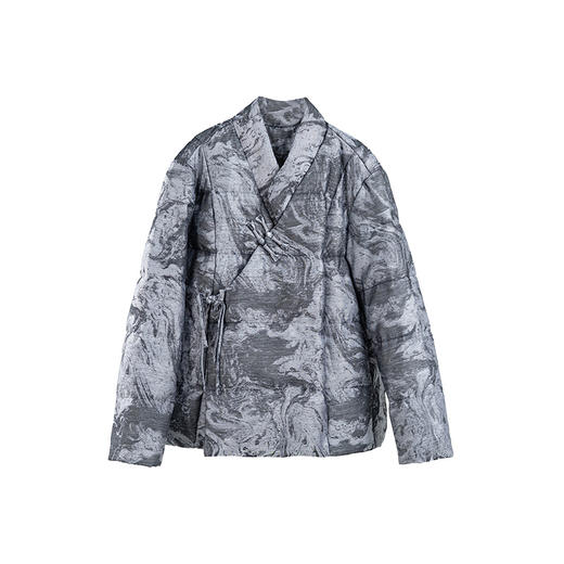 绽放旅行女装866朵/95白鹅绒冬季新中式水墨提花鹅绒短款羽绒服 商品图4