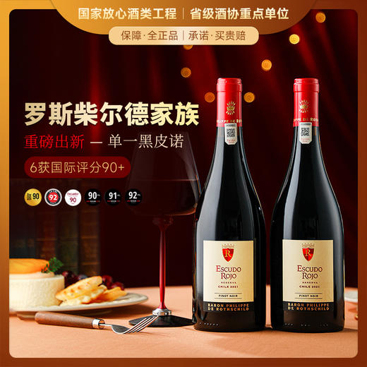 【菲利普·罗斯柴尔德男爵集团出品】红盾珍藏黑皮诺干红葡萄酒 智利迈坡谷 13%vol 商品图0