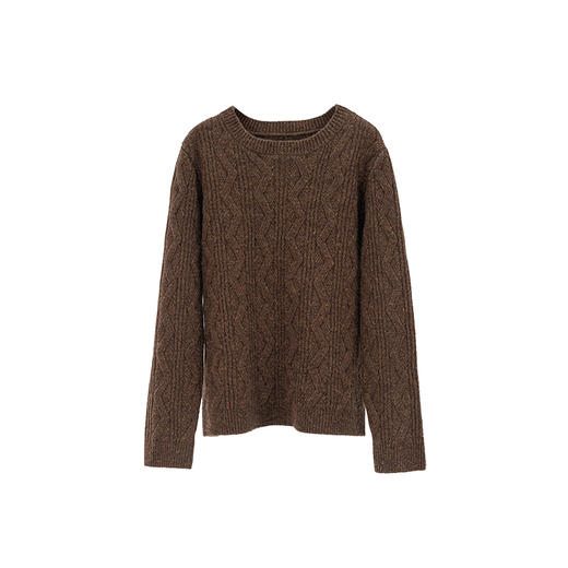 绽放893朵/雪原毛衣秋冬优质美利奴羊毛三色绞花彩点圆领套头上衣 商品图4