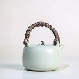 源具造器天青汝瓷编藤提梁壶