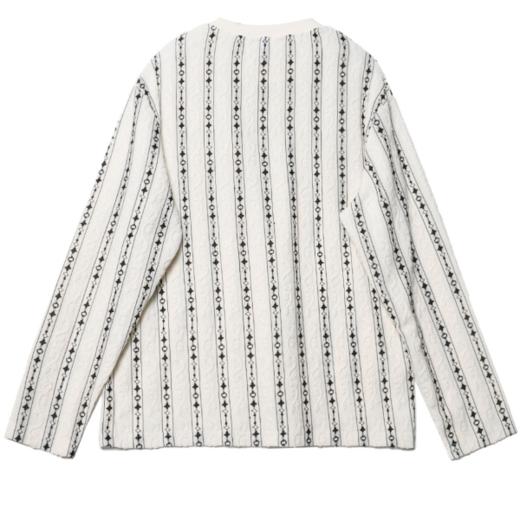 T383新款轻奢链状条纹T恤男女秋季休闲宽松时尚长袖百搭上衣 商品图4