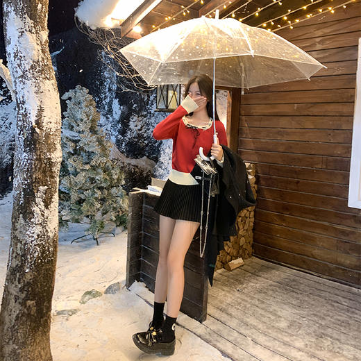 <曾小咸推荐>韩系百搭撞色领边毛织衫毛衣 商品图4