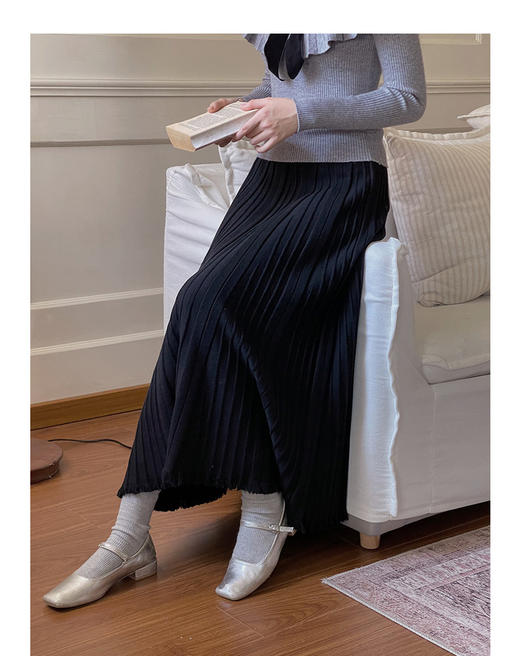 LR【雪顶流苏裙】针织百褶流苏半身裙 商品图6