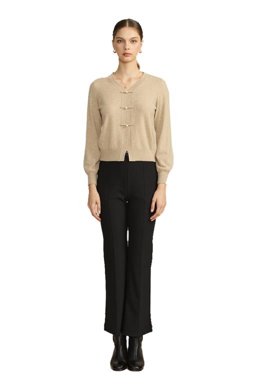 VIVIAN LIU TD2445006初秋女装新款斜插兜侧拉链显瘦微喇长裤 商品图5