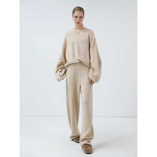 【专属秒杀】COCOBELLA气质抽褶袖特调花纱色毛衣女舒适保暖针织衫MZ7078 商品图1