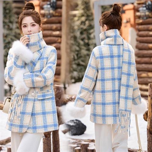 圣诞战袍时尚羽绒服，格子外套配围巾HHYS1399-2 商品图3