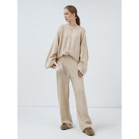 COCOBELLA简约特调花纱色香蕉阔腿裤女直筒针织休闲裤MZ7082