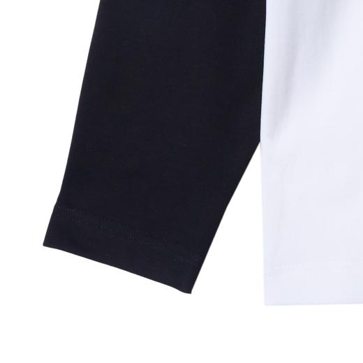 T1862秋季新款时尚个性黑白撞色圆领套头长袖T恤百搭休闲宽松上衣 商品图3