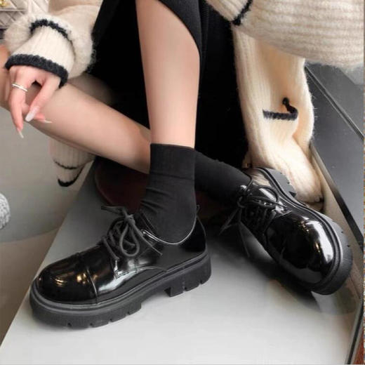 【顺丰包邮】00809 洛诗琳秋冬百搭英伦风复古漆皮面真皮小皮鞋211101 商品图1