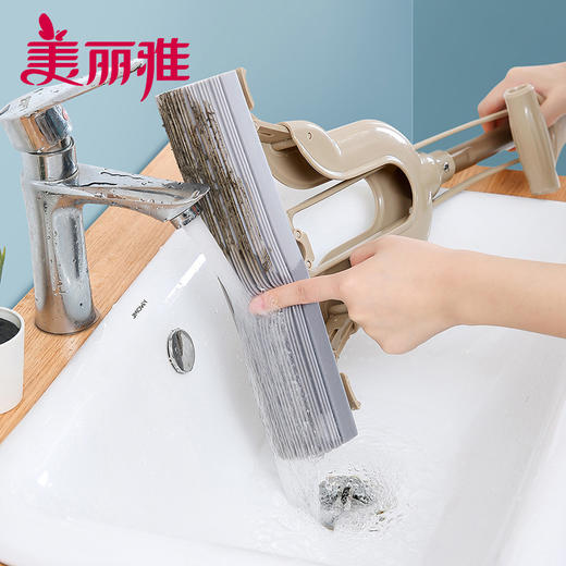 【滑轮式胶棉拖替换装】宽扣-美丽雅拖把头配件滑轮式胶棉海绵拖头28CM 商品图5