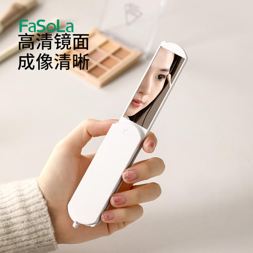 FaSoLa迷你随手化妆镜梳子一体两用学生女便携随身手拿补妆镜手柄镜 商品图3