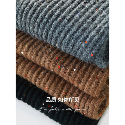 COCOBELLA羊驼混纺亮片保暖毛衣围巾袖套多穿法两件件套MZ3089 商品图3