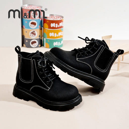 M1&M2儿童童鞋马丁靴女童加绒加厚鞋秋冬英伦风宝宝长筒靴鞋子M112404111 商品图1