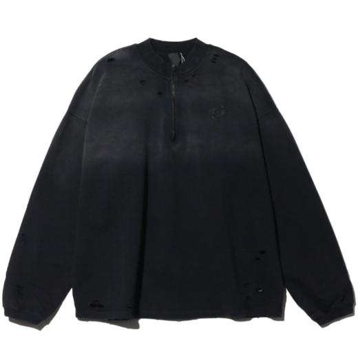 H135秋冬新款破洞拉链拼接卫衣男女秋季休闲宽松时尚长袖百搭上衣 商品图0