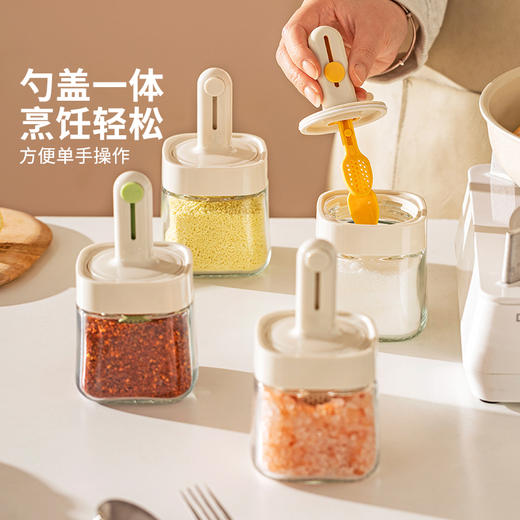 摩登主妇调料罐勺盖一体厨房家用调料收纳盒分装瓶调味料瓶罐盐罐 商品图2