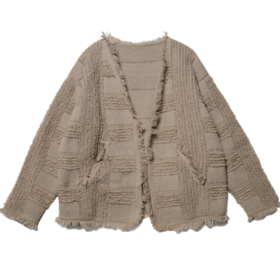 MY117新款小清新毛边开衫针织衫男女秋季休闲宽松时尚长袖上衣