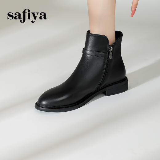 Safiya/索菲娅2024冬季休闲圆头粗跟时尚百搭短靴 SF44116154 商品图1