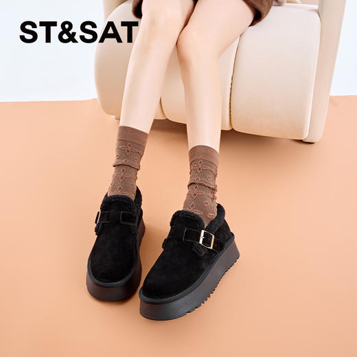 星期六圆头百搭舒适厚底加绒雪地棉鞋SS3411A1PZ 商品图4
