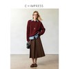 CIMPRESS/西嘉羊毛呢棕色半身裙女秋冬设计感斜褶高腰A字百褶裙(货号:BQ2404055) 商品缩略图3