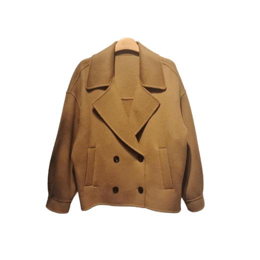 VIVIAN LIU TD2459307秋女装新款翻领双排扣短款羊毛大衣 商品图4