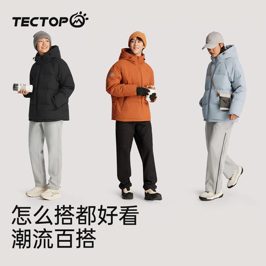 探拓户外短款羽绒服男女款秋冬保暖连帽面包服防风防泼水登山徒步 商品图2