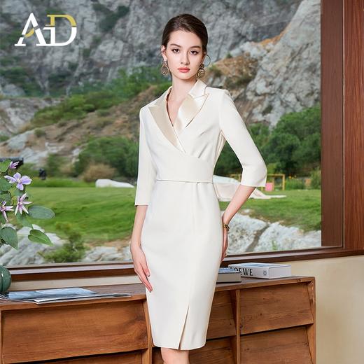 AD正式场合连衣裙高端奢华大牌西装裙子收腰显瘦气质女神范开叉裙 商品图2