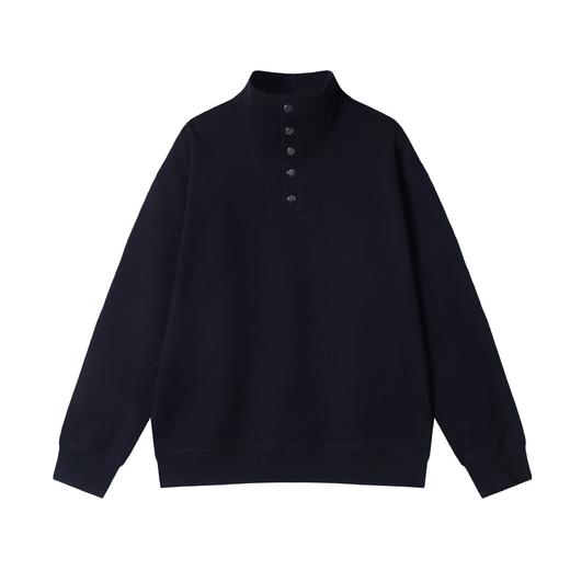 WY833秋冬季新款时尚个性美式纯色按扣立领套头卫衣百搭宽松休闲上衣 商品图0