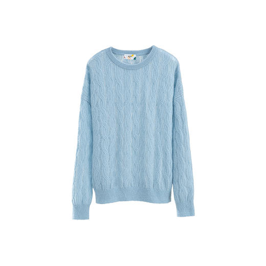 绽放旅行女装664朵/桑蚕丝山羊绒复古文艺绞花经典圆领套头毛衣 商品图4