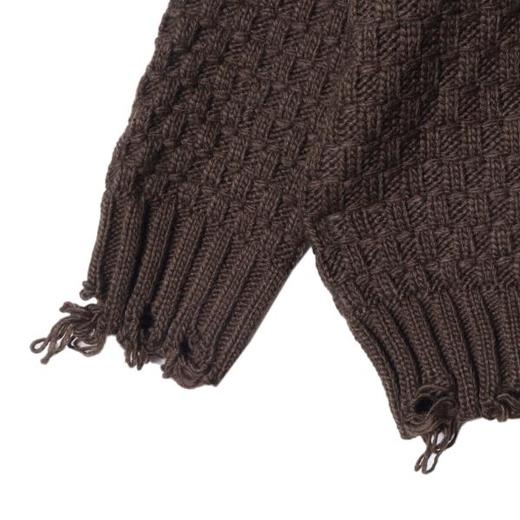 新款时尚个性小众设计感日系复古套头破坏毛衣宽松圆领痞帅针织衫 商品图5