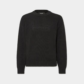 DSQUARED2 男士字母徽标压花棉质长袖针织衫 黑色 S74HA1475 D13029 900