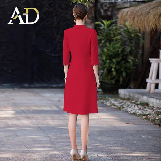 AD赫本小红裙子女2023新款红色正式场合西装连衣裙收腰显瘦礼服裙 商品图4