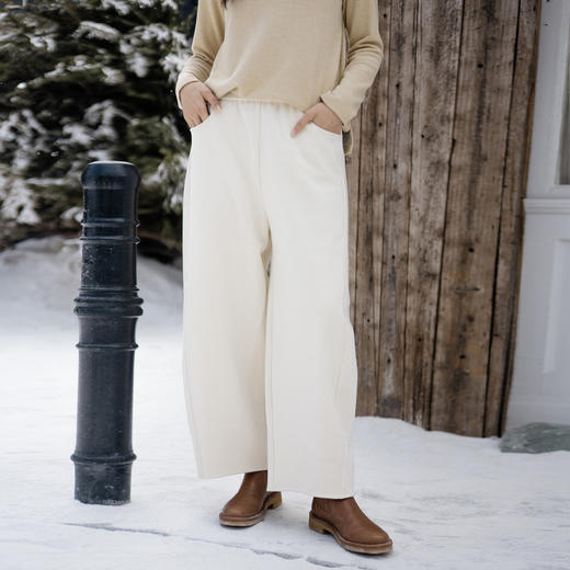 绽放旅行女装878朵/秋冬羊毛混纺加厚宽松显瘦廓感松紧腰休闲长裤 商品图0