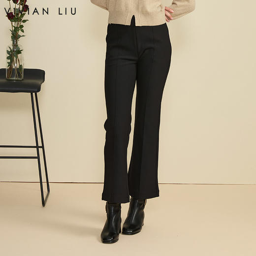 VIVIAN LIU TD2445006初秋女装新款斜插兜侧拉链显瘦微喇长裤 商品图0
