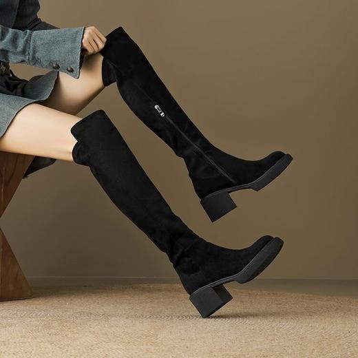 【预售7天】过膝靴瘦瘦弹力靴子，厚底欧美设计感长靴HB&9984 商品图3