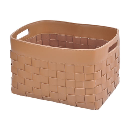 【白色/灰色/咖色】娜家轻奢皮革编织收纳筐 商品图2