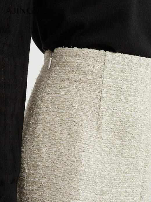 【积分兑换】阿菁娜2024冬季新品不对称鱼尾小香风半裙A28C113029 商品图3